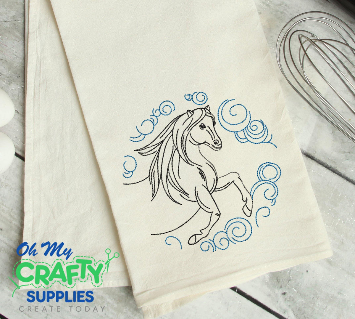 Swirl Horse Embroidery Design - Oh My Crafty Supplies Inc.