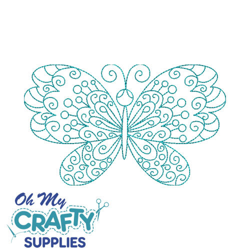 Swirly Line art Butterfly Embroidery Design