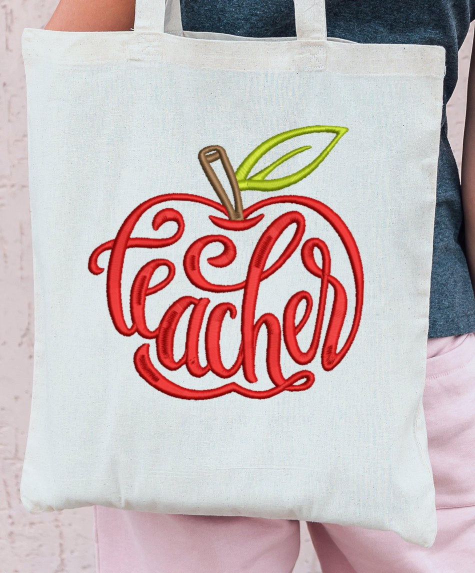 Teacher Apple 2021 Embroidery Design - Oh My Crafty Supplies Inc.
