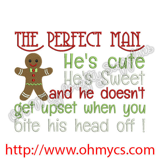 The Perfect Man Embroidery Design