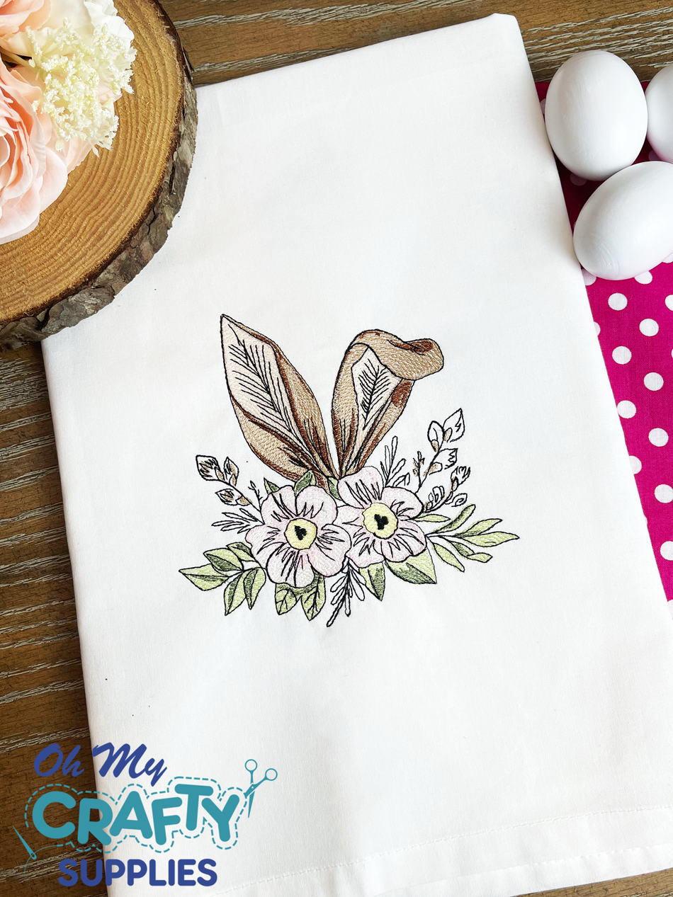 Floral Bunny Ears Embroidery Design