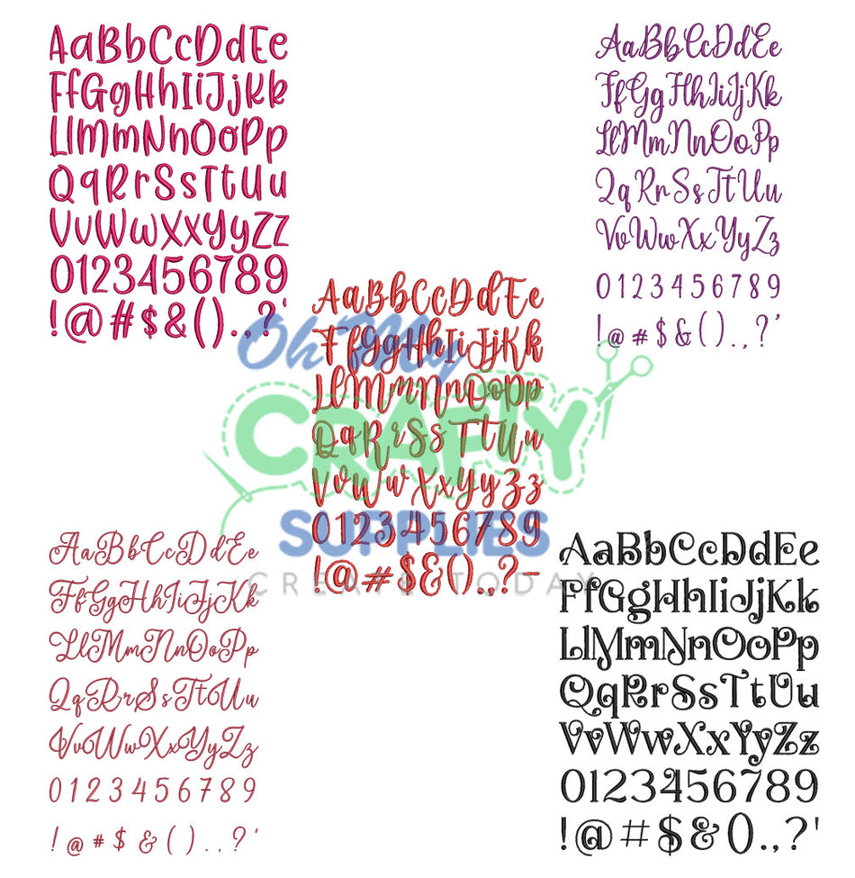 Valentine Font Bundle Set Embroidery Font (BX Included)