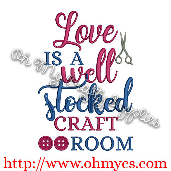 Well stocked craft room embroidery design