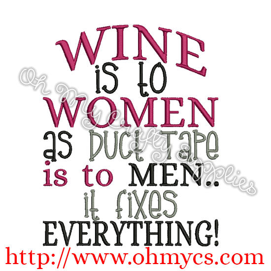 Wine and Duct Tape Embroidery Design