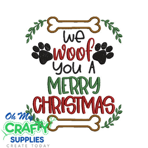 Woof you Christmas Embroidery Design