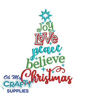 Word Tree Christmas Embroidery Design