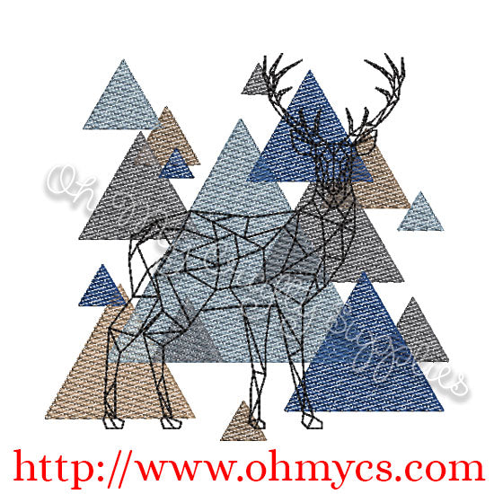 Abstract Deer Embroidery Design