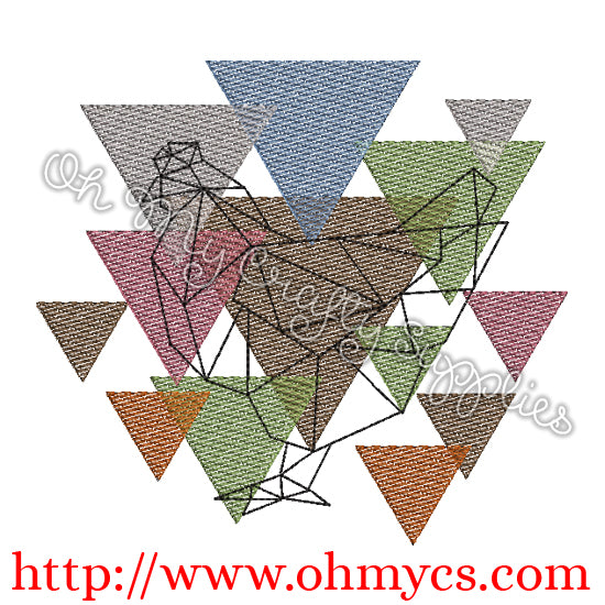 Abstract Chicken Embroidery Design