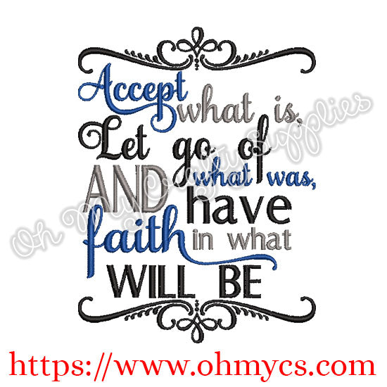 Accept Let Go Embroidery Design