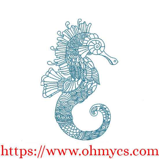 Another Henna Seahorse Embroidery Design