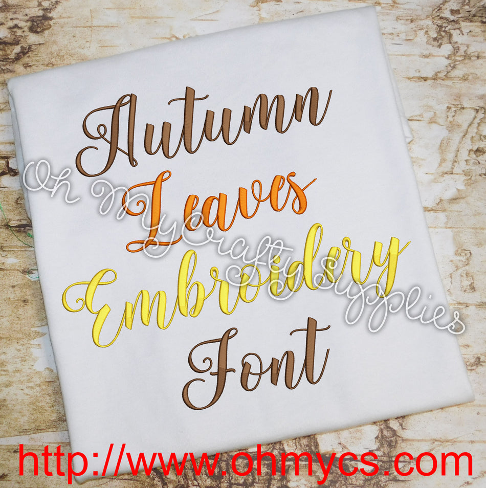 Autumn Leave Embroidery Font (BX Included