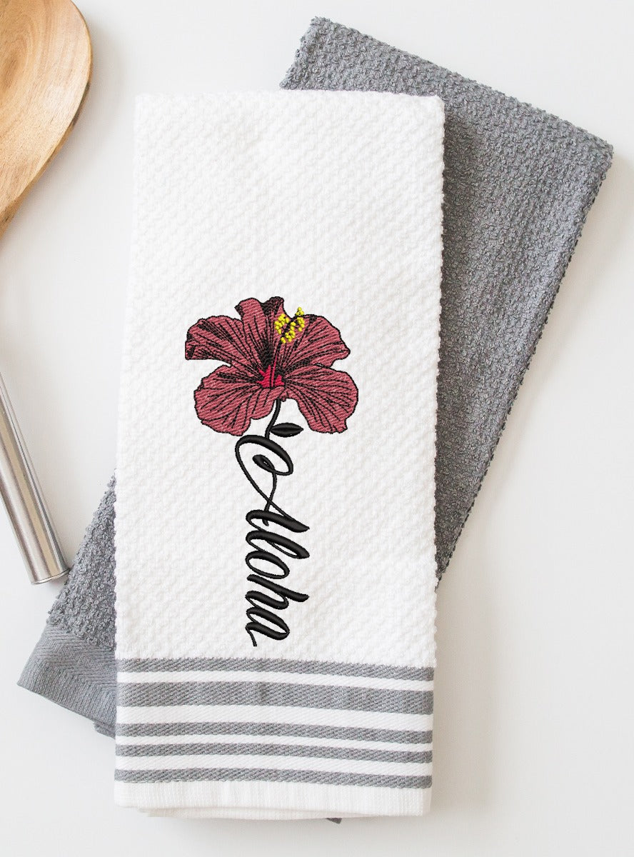 Aloha Hibiscus Flower Embroidery Design