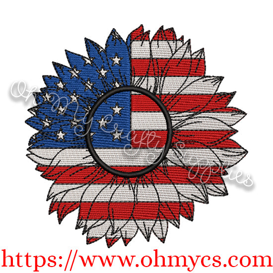 Watercolor American Sunflower Embroidery Design