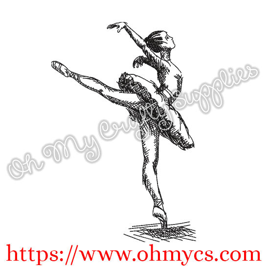 Ballerina Sketch Embroidery Design