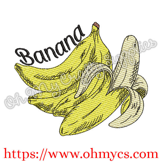 Banana Sketch Embroidery Design