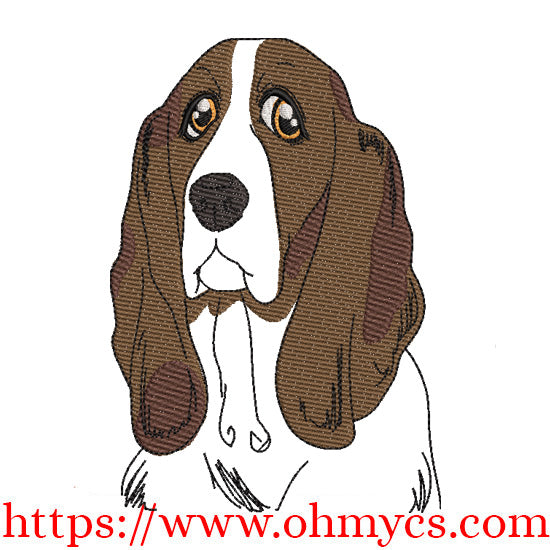 Bassett with Color Sketch Embroidery Design