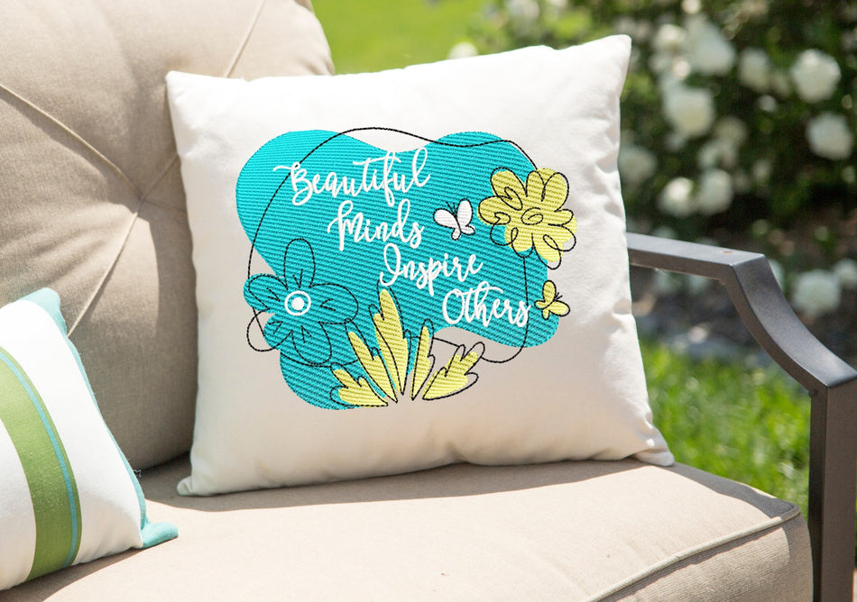 Beautiful Minds Inspire Others Embroidery Design
