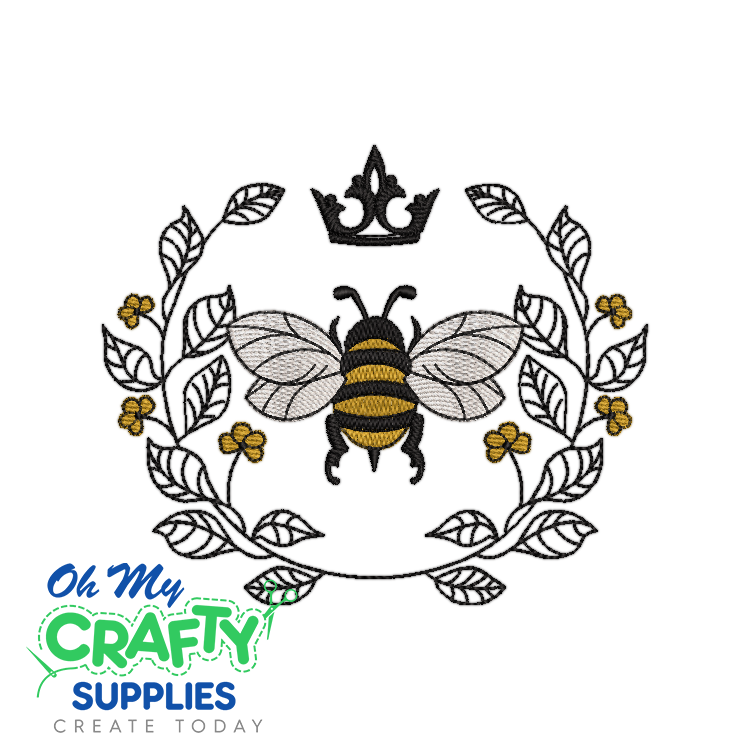 Leafy Bee Embroidery Design