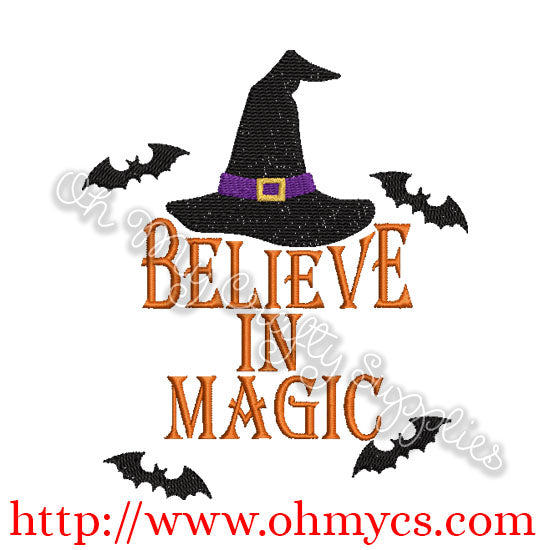 Believe in the Magic Witch Hat Embroidery Design