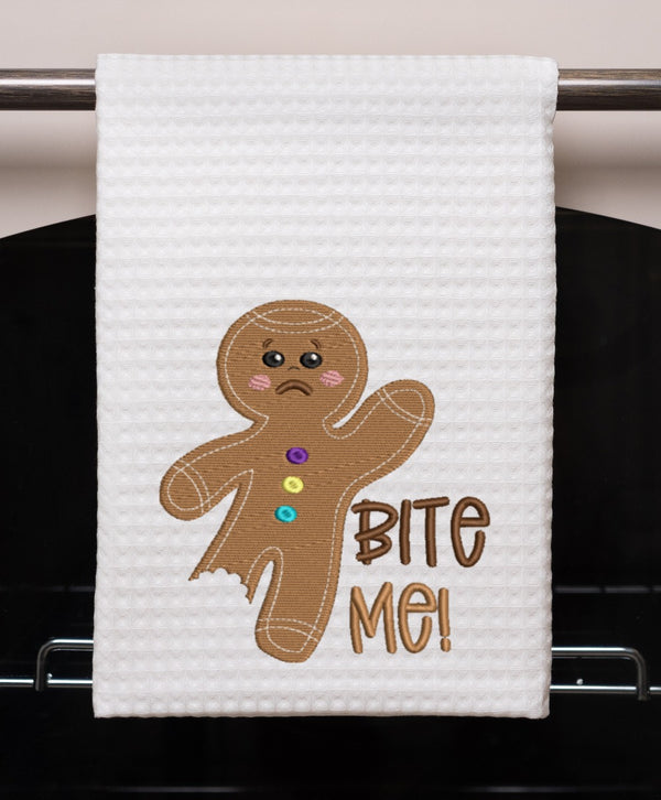 Bite Me Gingerbread Man Embroidery Design