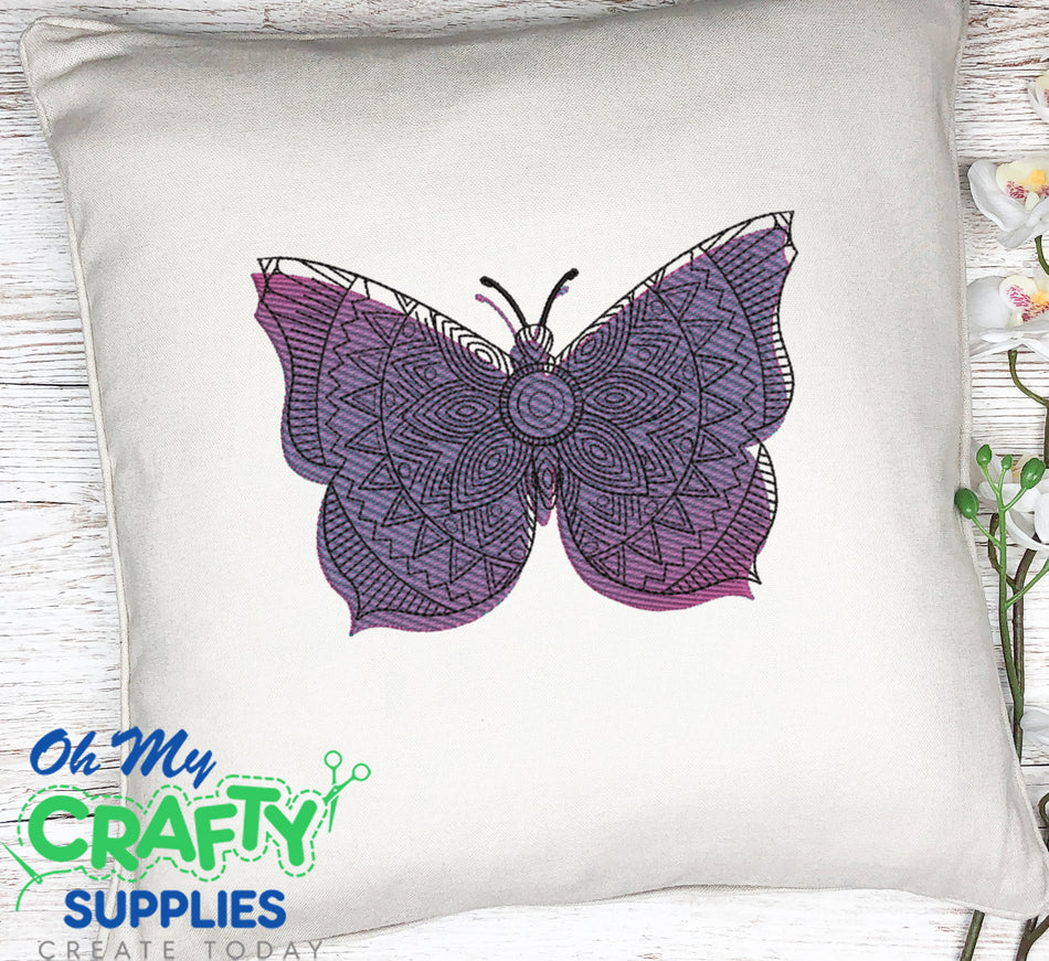 Blended Offset Butterfly Embroidery Design