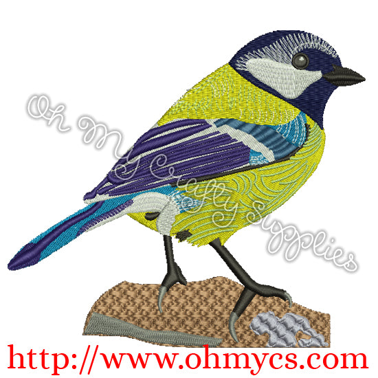 Blue and Yellow Bird Embroidery Design