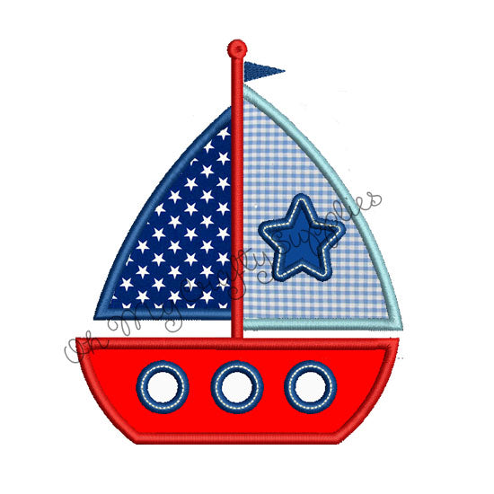 Boat Applique Embroidery Design