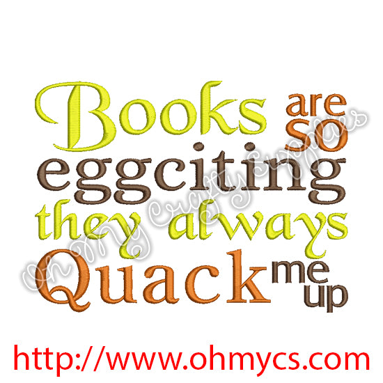 Books Quack Me up Embroidery Design