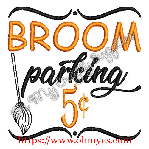 Broom Parking Embroidery Design