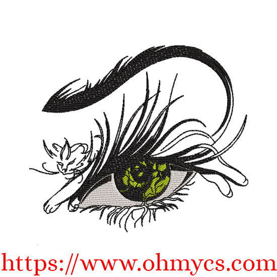 Cat's Eye Sketch Embroidery Design