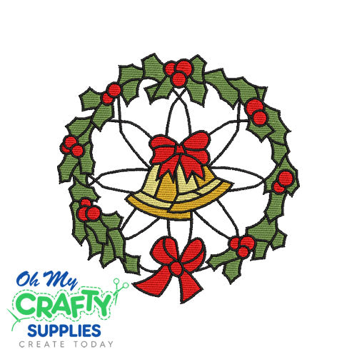 Christmas Bell Stain Glass Embroidery Design