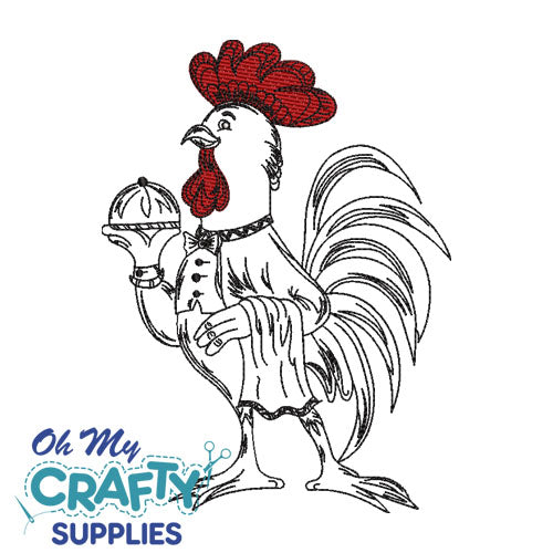 Chef Rooster Embroidery Design