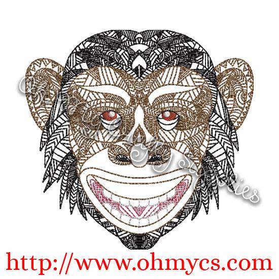Henna Chimpanzee Embroidery Design