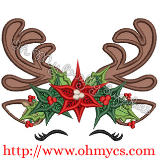 Christmas Crown Deer Applique