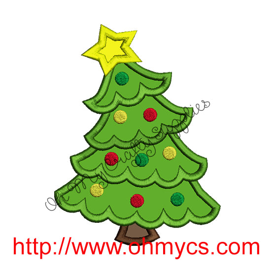 Christmas Tree Applique Embroidery Design