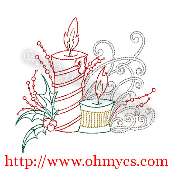 Christmas Candle Embroidery Design