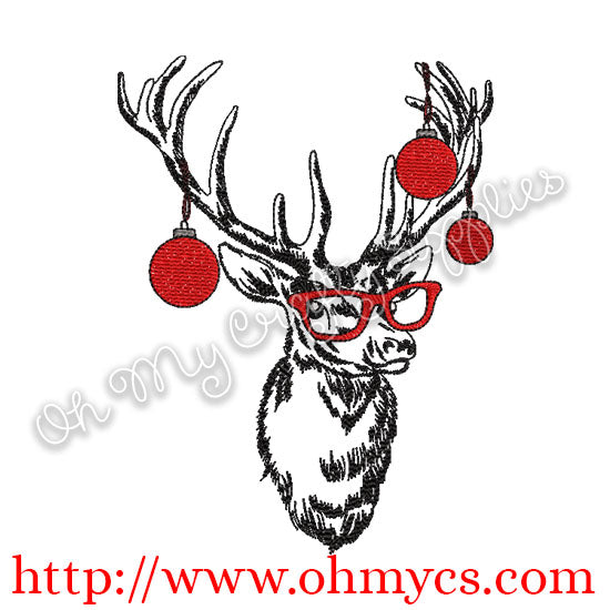 Christmas Deer Sketch Embroidery Design