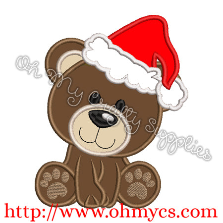 Christmas Teddy Bear santa hat Applique