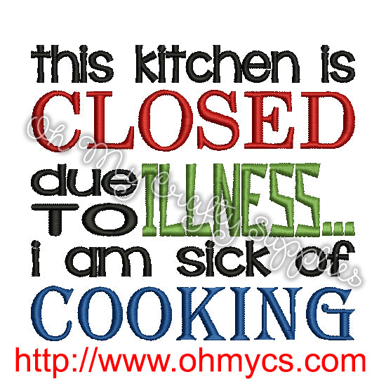 Closed Kitchen Embroidery Design