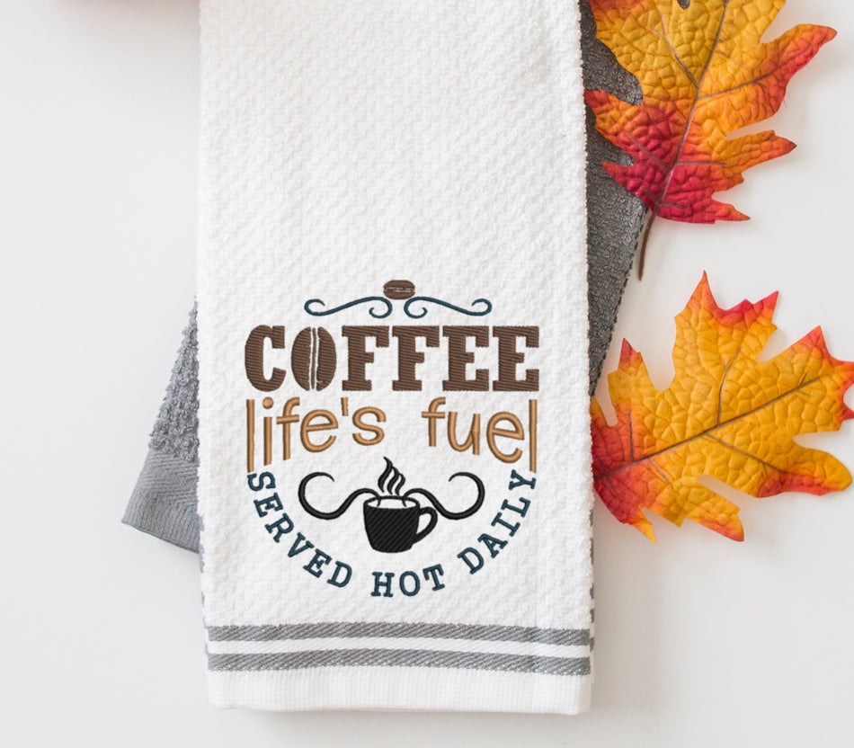 Coffee Life's Fuel Embroidery Design