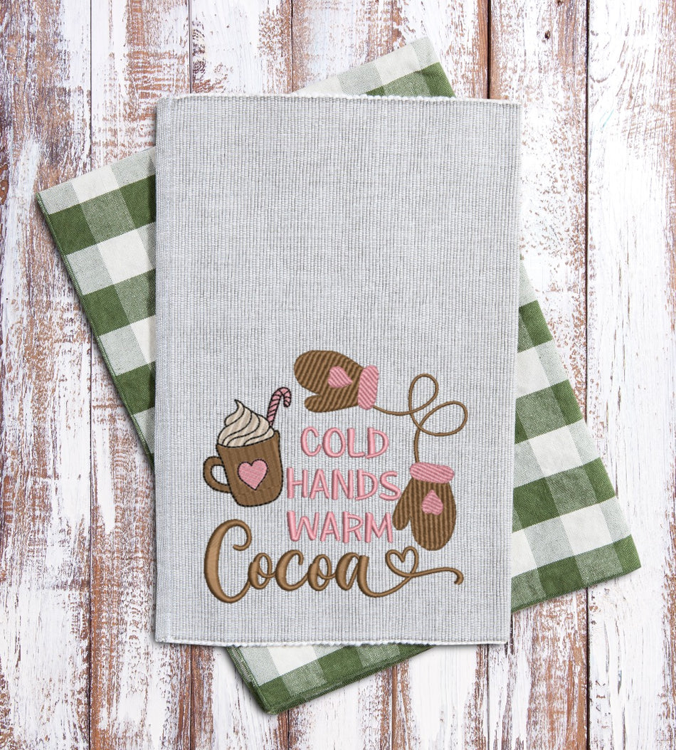 Cold Hands, Warm Cocoa Embroidery Design