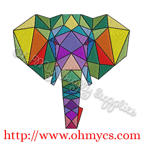 Colorful Abstract Elephant Embroidery Design