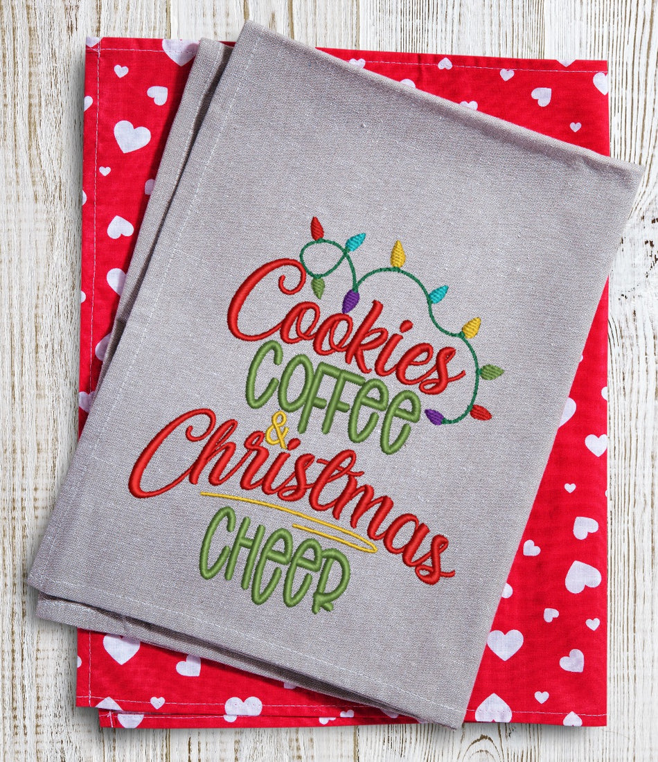 Cookies Coffee and Christmas Cheer embroidery Design