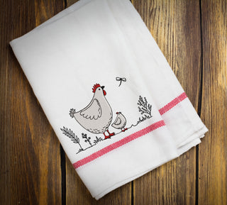 Country Hen and Chick Embroidery Design