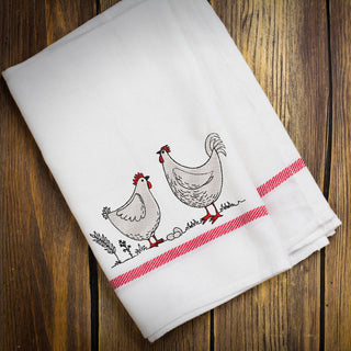 Country Hen and Rooster Embroidery Design