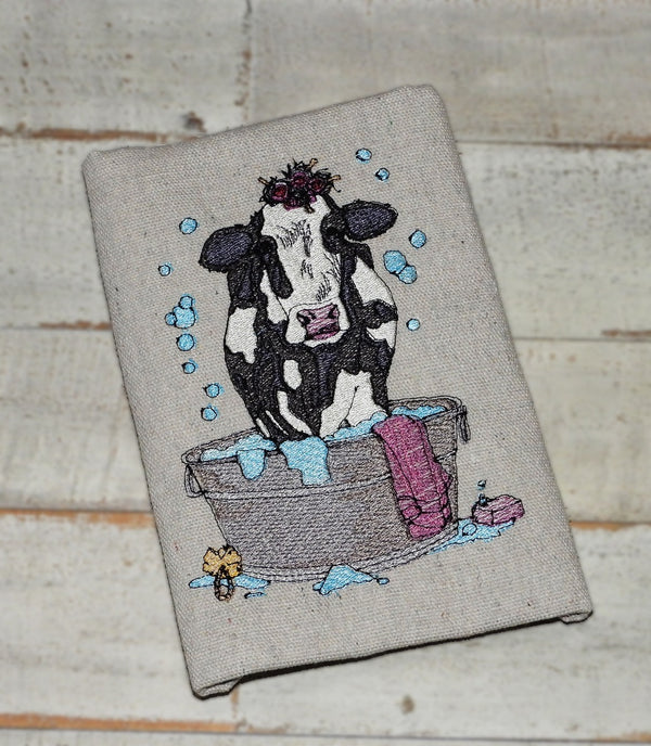 Dairy Cow in Washtub Embroidery Design