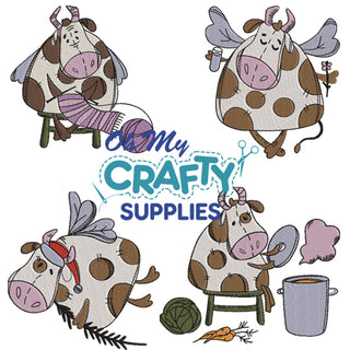 Cow Collection Embroidery Designs Set of 4
