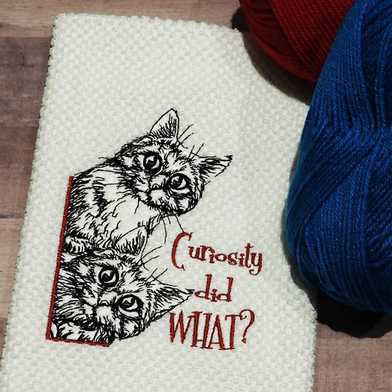 Curious Kittens Sketch Embroidery Design