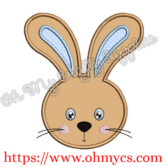 Cute Boy Easter Bunny Head Applique Design