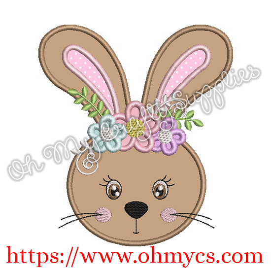 Cute Easter Bunny Head Applique Design